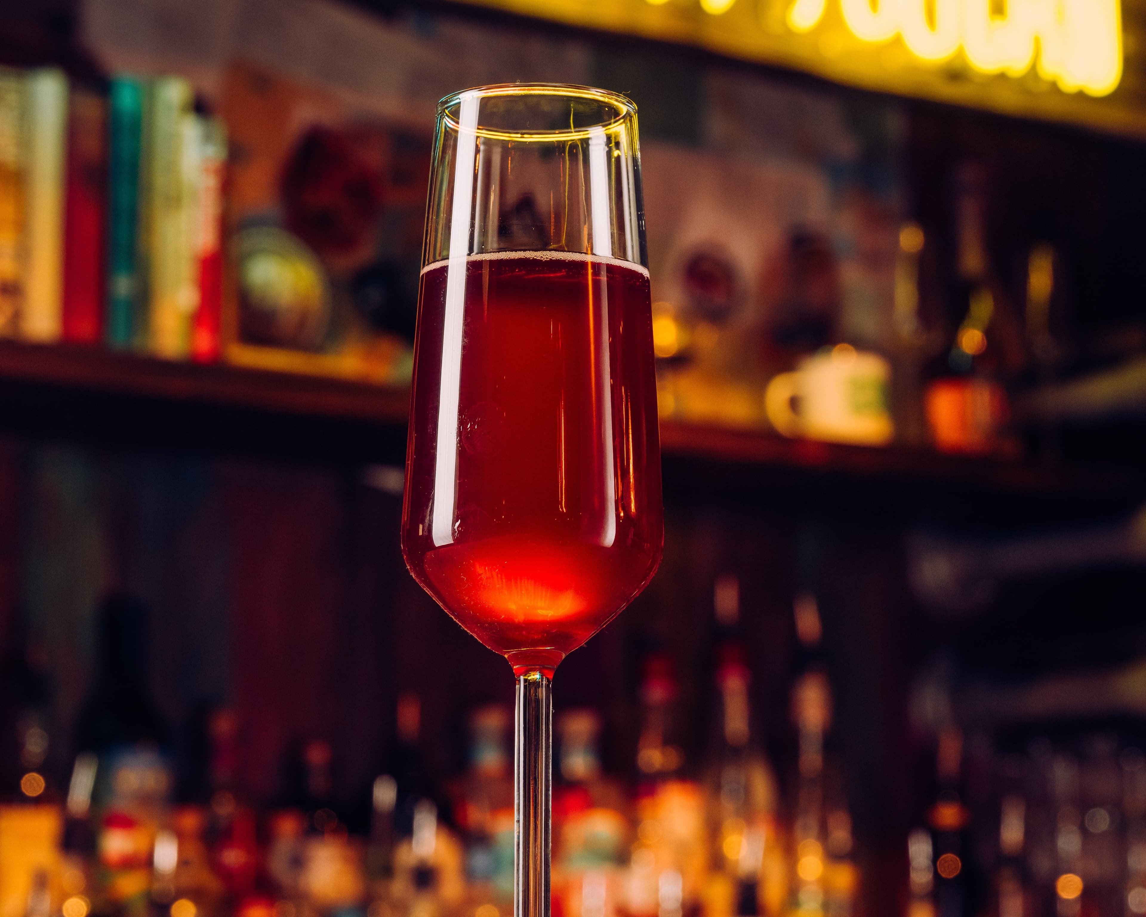 A glass of prosecco on the Thirsty Toucan Bar.